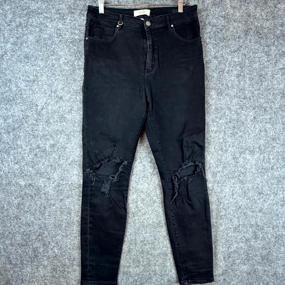 NEUW Marilyn Skinny Jeans Women 31 Busted Black Denim Cotton Stretch Ripped Knee